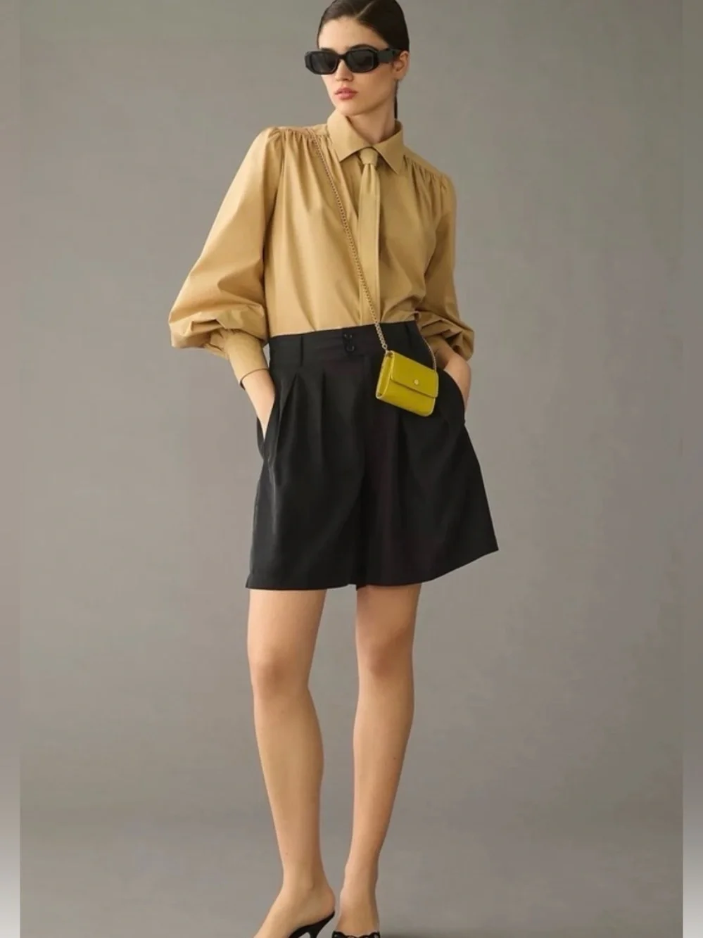 Anthropologie High-Waist Black Tailored Shorts